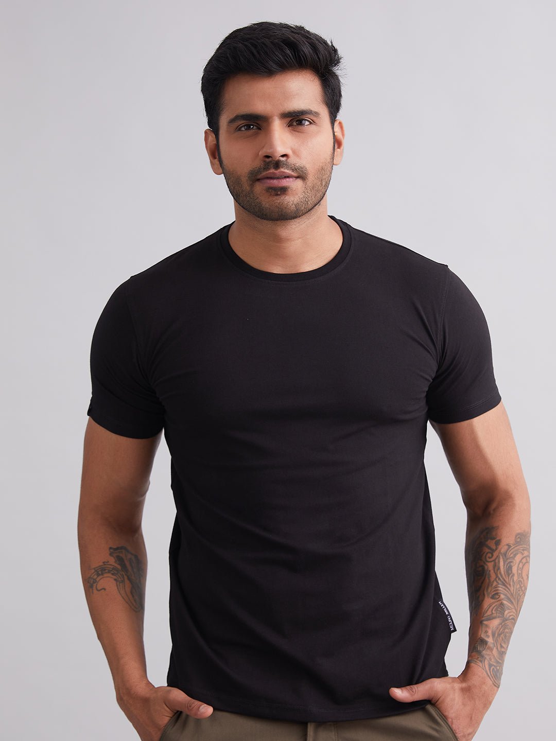 Black Element Cotton Lycra Half Sleeves T-Shirt - MountMiller